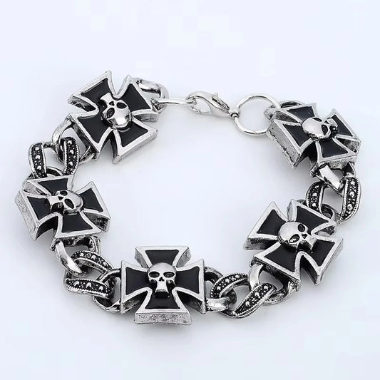 New Retro Celtic Cross Shape Skull Pattern Bracelet Men's Bracelet Fashion Metal Cross Chain Bracelet Accessories Party Jewelry