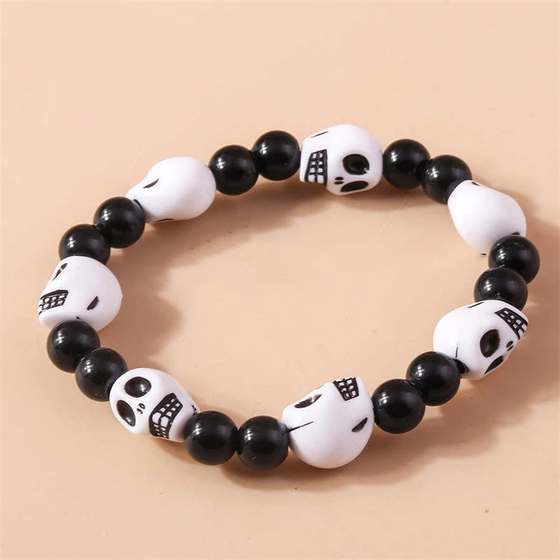 Fashion Skull Head Beads Bracelets for Women Adjustable Elastic Bracelet Girls Party Holiday Jewelry Decoration