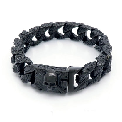 Fongten Gothic Mens Bracelets Stainless Steel Skull Franco Curb Chain Bracelet For Men Multiple Color Skeleton Armband Jewelry