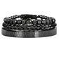 Luxury 3pcs/Set Skull Charm Black Bracelet Stainless Steel  Men Enamel Roman Number Bangles  Europe Fashion Couple Jewelry