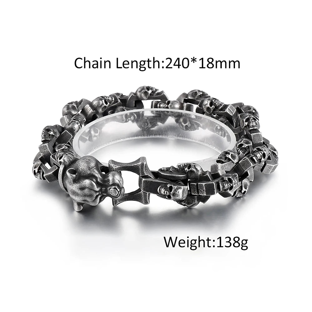 New Vintage Black Leopard Head Bracelet For Men Boys Stainless Steel High Quality Skull