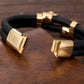 MKENDN Gothic Style Men Vintage Devil Fish Skin Leather Bracelet Double Skull Pave CZ Bracelets Handmade Jewelry Pulseras
