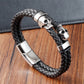 Skull Stainless Steel Fashion Punk Genuine Leather Rope Gold Bangle Magnetic Buckle Jewelry Trend 2024 Wholesale