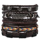 Fashion Viking Punk Bracelet For Men Hand Bracelets Multi-Layer Woven Skull Head Star Accessories Jewelry Leather Set Gifts