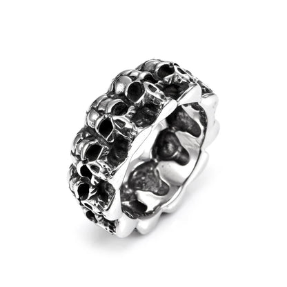 Gothic Vintage Stainless Steel Skull Ring For Men Boys Punk Rock Hip Hop Skull Rings Fashion Party Jewelry Gifts Dropshipping