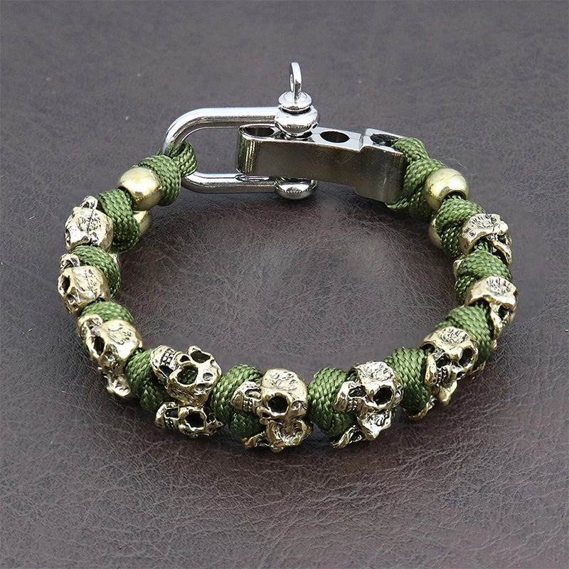 Retro Men's Skull Handmade Bracelet Gothic Skeleton Adjustable Woven Bangle Punk Motorcycle Amulet Jewelry Accessories Wholesale