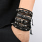 Fashion Viking Punk Bracelet For Men Hand Bracelets Multi-Layer Woven Skull Head Star Accessories Jewelry Leather Set Gifts