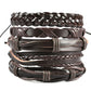 Fashion Viking Punk Bracelet For Men Hand Bracelets Multi-Layer Woven Skull Head Star Accessories Jewelry Leather Set Gifts
