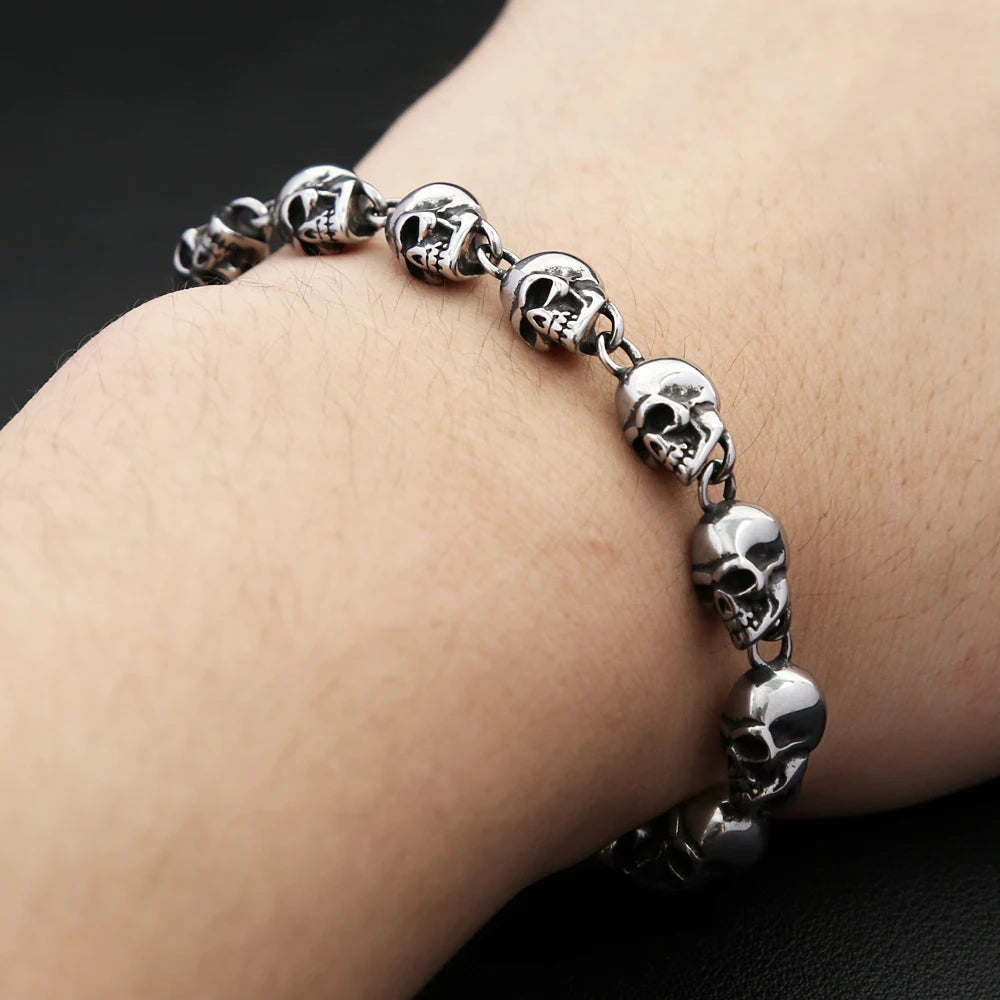 Gothic Vintage Personality Skull Bracelets For Men Women 316L Stainless Steel Fashion Punk Halloween Jewelry Gifts Dropshipping