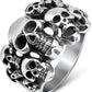 Alloy Gothic Skull Vintage Antique Style Cocktail Party Holiday Statement Biker Ring