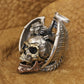 925 Sterling Silver Flying Dragon Punk Skull Pendant Details Biker Jewelry TA380