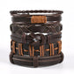 Fashion Viking Punk Bracelet For Men Hand Bracelets Multi-Layer Woven Skull Head Star Accessories Jewelry Leather Set Gifts