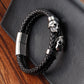 Multi-layer Bracelet Punk Stainless Steel Charm Magnetic Black Men's Leather Bracelets Braided Bangles Jewelry Homme Accessories