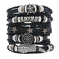 Fashion Bracelet Viking  Bracelet For Men Hand Bracelets Woven Skull Hand Jewelry Adjustable Leather Set viking man bracelet