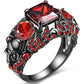 Gothic Jewelry Purple Red Black Crystal Unique Black Skull Rings for Women Halloween Christmas Gifts
