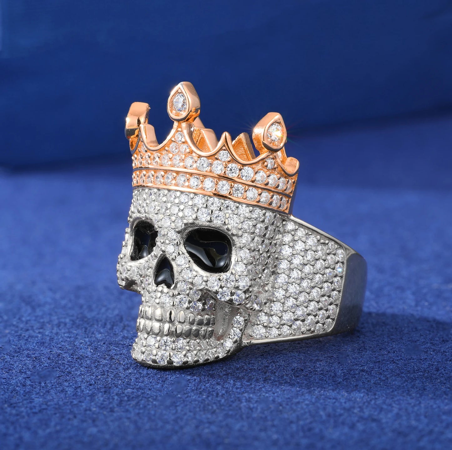 ICEDOUTBOX Moissanite Crown Skull Ring For Men Lab Diamond Sterling Silver Iced Out Hip Hop Rings for Woman Sparkling Jewelry
