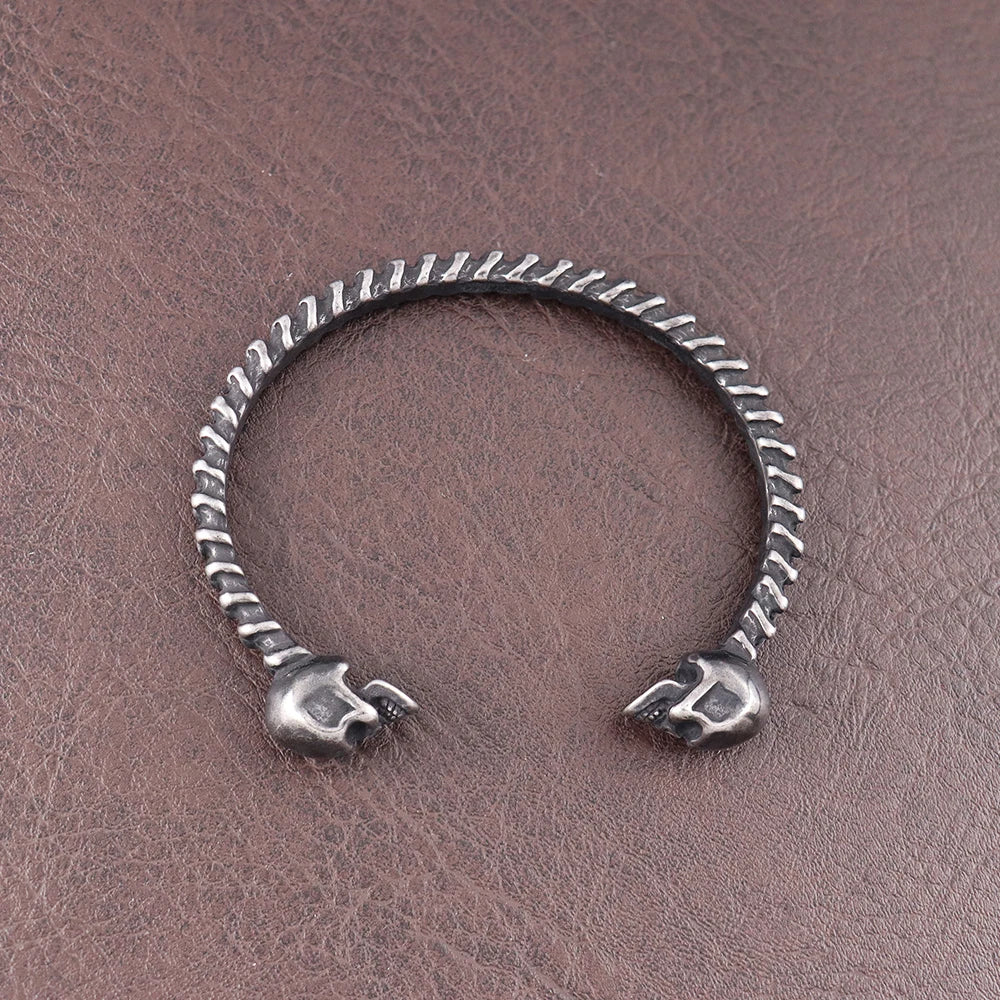 Stainless Steel Gothic Black Skull Bracelet for Men Vintage Adjustable Skeleton Bangle Never Fade Punk Rock Jewelry Dropshipping