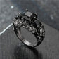 Gothic Jewelry Purple Red Black Crystal Unique Black Skull Rings for Women Halloween Christmas Gifts