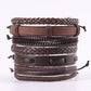Fashion Viking Punk Bracelet For Men Hand Bracelets Multi-Layer Woven Skull Head Star Accessories Jewelry Leather Set Gifts