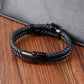 Multi-layer Bracelet Punk Stainless Steel Charm Magnetic Black Men's Leather Bracelets Braided Bangles Jewelry Homme Accessories