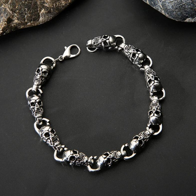 Vintage Fashion Stainless Steel Men's Skull Bracelet Punk Rock Biker Bracelet Men's Jewelry Gift