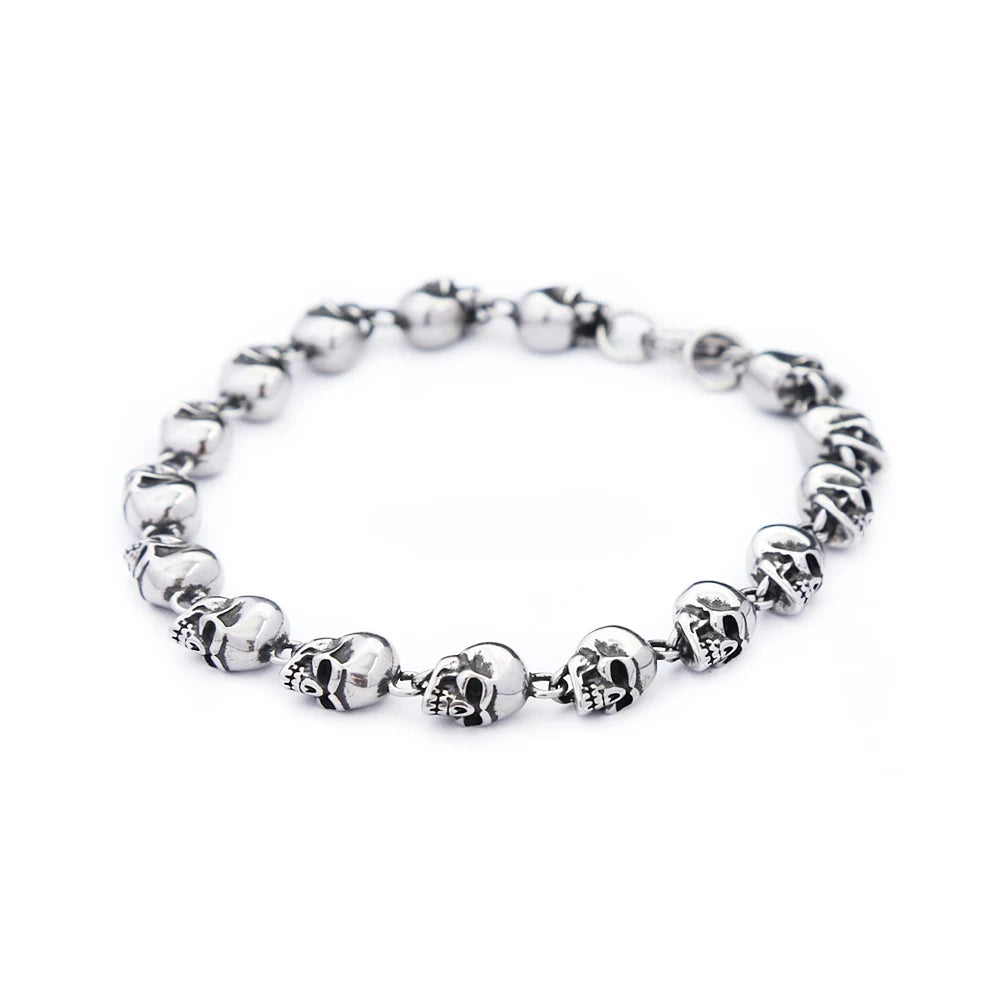 Gothic Vintage Personality Skull Bracelets For Men Women 316L Stainless Steel Fashion Punk Halloween Jewelry Gifts Dropshipping