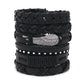Fashion Viking Punk Bracelet For Men Hand Bracelets Multi-Layer Woven Skull Head Star Accessories Jewelry Leather Set Gifts