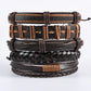 Fashion Viking Punk Bracelet For Men Hand Bracelets Multi-Layer Woven Skull Head Star Accessories Jewelry Leather Set Gifts
