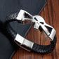 New Skull Stainless Steel Bracelets Genuine Leather Bangles Woven Men's Accessories Fine Gifts Accessories Wholesale Jewelry