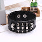 Skull Genuine Leather Wide Bracelet Punk Style Woven Cowhide Metal Skull+Bullet Bracelet Male Personalized Wristband Accessory