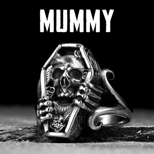 Mummy Skull Coffin Men Rings Stainless Steel Women Jewelry Punk Retro New In Rock Fashion Accessories Gift Wholesale Dropshiping