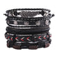 Fashion Viking Punk Bracelet For Men Hand Bracelets Multi-Layer Woven Skull Head Star Accessories Jewelry Leather Set Gifts