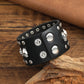 2024  Jewelry Handmade Weave Genuine Leather Bracelet Men Vintage Cuff Wide Leather Skull Bracelet Pulsera Hombre