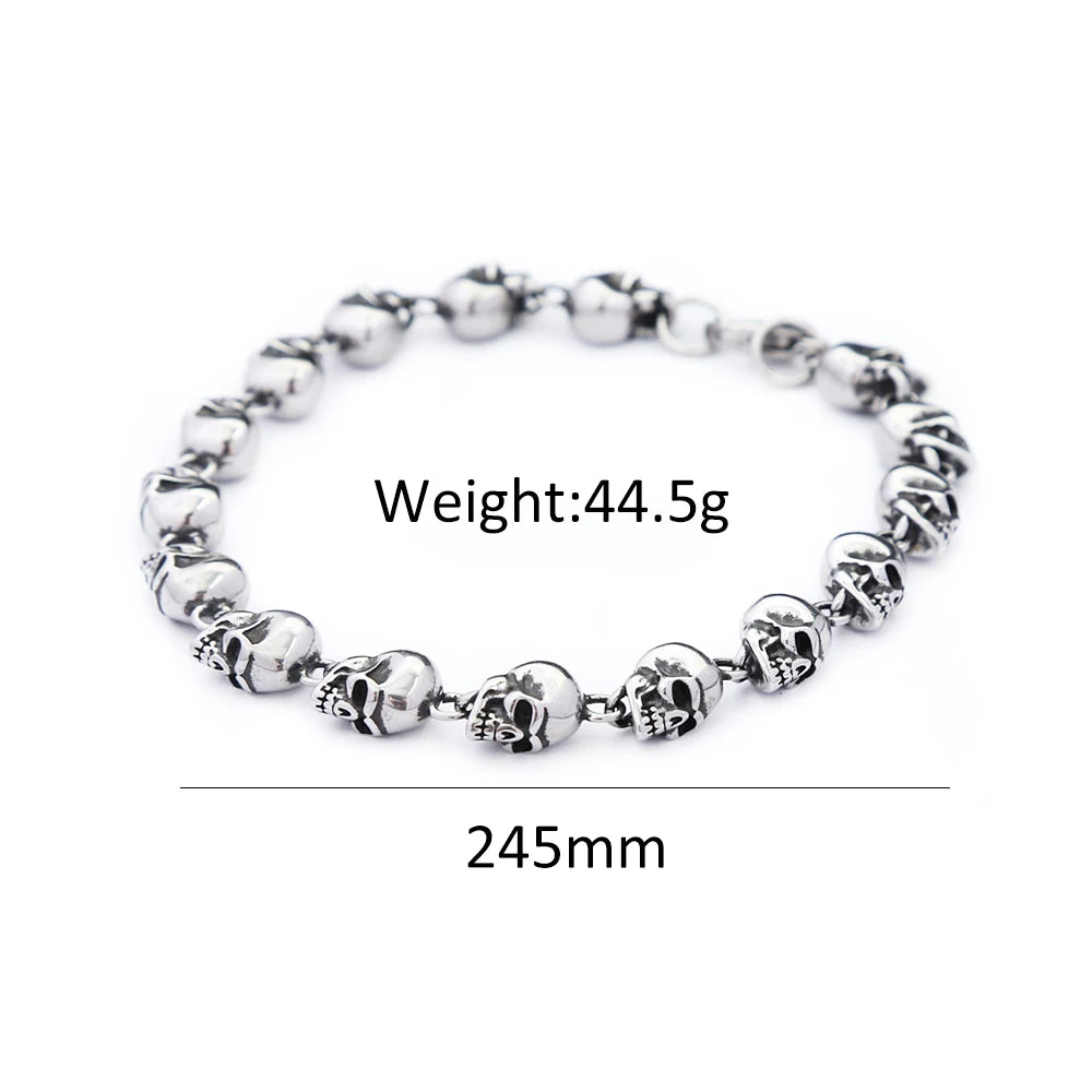 Gothic Vintage Personality Skull Bracelets For Men Women 316L Stainless Steel Fashion Punk Halloween Jewelry Gifts Dropshipping