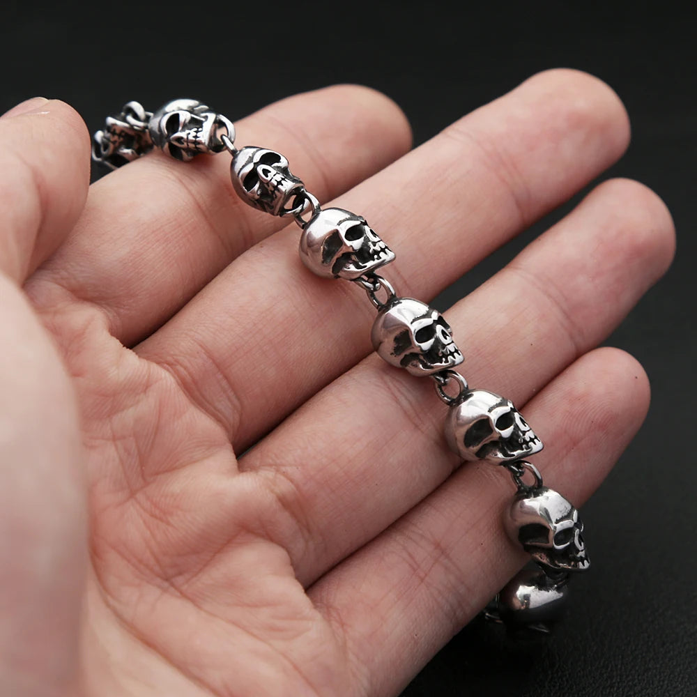 Gothic Vintage Personality Skull Bracelets For Men Women 316L Stainless Steel Fashion Punk Halloween Jewelry Gifts Dropshipping