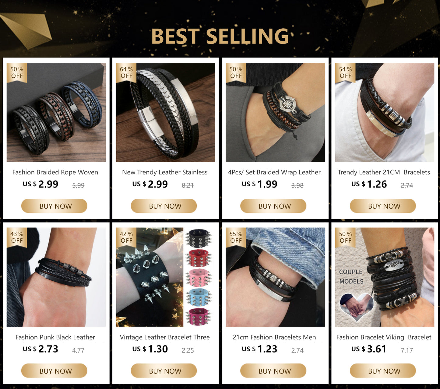 Fashion Viking Punk Bracelet For Men Hand Bracelets Multi-Layer Woven Skull Head Star Accessories Jewelry Leather Set Gifts