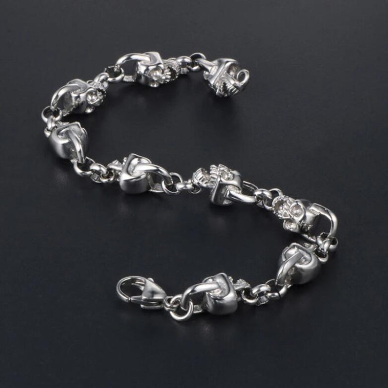 Vintage Fashion Stainless Steel Men's Skull Bracelet Punk Rock Biker Bracelet Men's Jewelry Gift