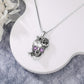 Amethyst Skull Necklace 925 Sterling Silver Gothic Rose Flower Skull Bone Pendant Necklaces Halloween Jewelry Birthday Gifts for Women