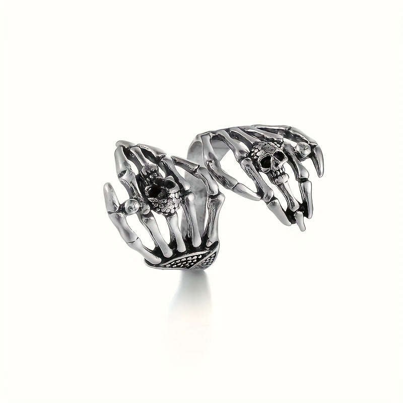 [Punk Skull Ring] Retro Punk Style 1pc Open Skull Ring, Unisex Halloween Ring Jewelry As a Gift for Friends