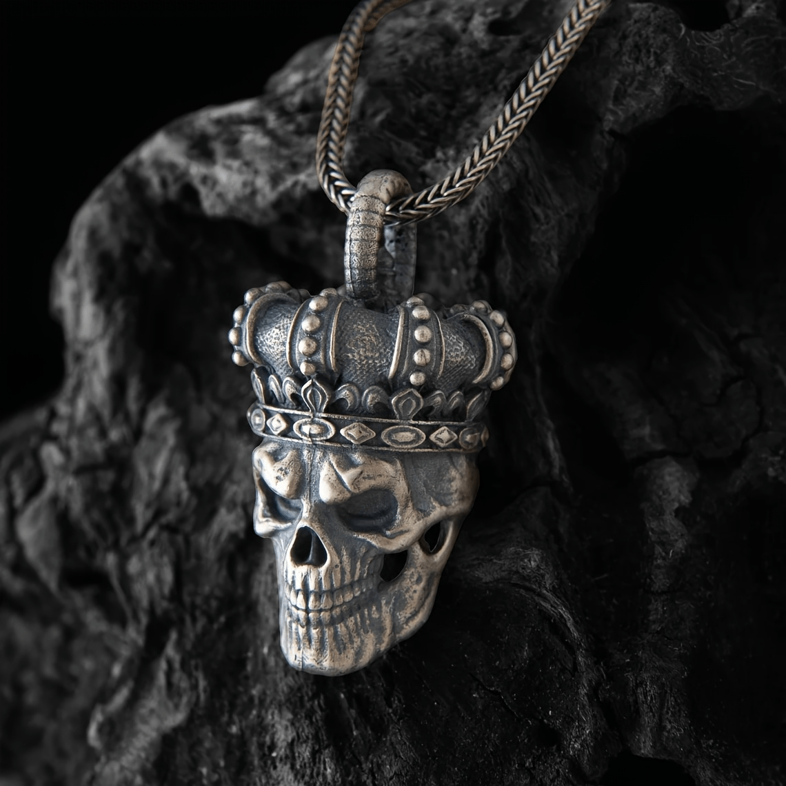 Skull Chain Necklace, Gothic Skull Silvery Necklace, Men'S Pendant, Skull Charm Necklace, Gift for Boyfriend