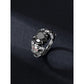 1pc Gothic Punk Skull Ring with Synthetic Zirconia, 925 Sterling Silver Adjustable Band, Halloween Bat and Spider Design Jewelry for Women and Men, All-Season Party Accessory