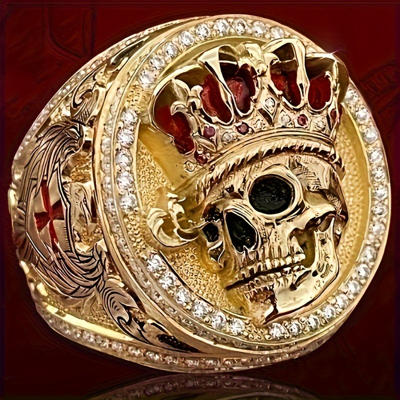 Domineering Men's Fashion Crown Skull Ring, Hip-hop Punk Rock Ring, Domineering Men's Ring, Gift For Boyfriend's Father
