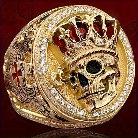Domineering Men's Fashion Crown Skull Ring, Hip-hop Punk Rock Ring, Domineering Men's Ring, Gift For Boyfriend's Father