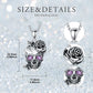 Amethyst Skull Necklace 925 Sterling Silver Gothic Rose Flower Skull Bone Pendant Necklaces Halloween Jewelry Birthday Gifts for Women