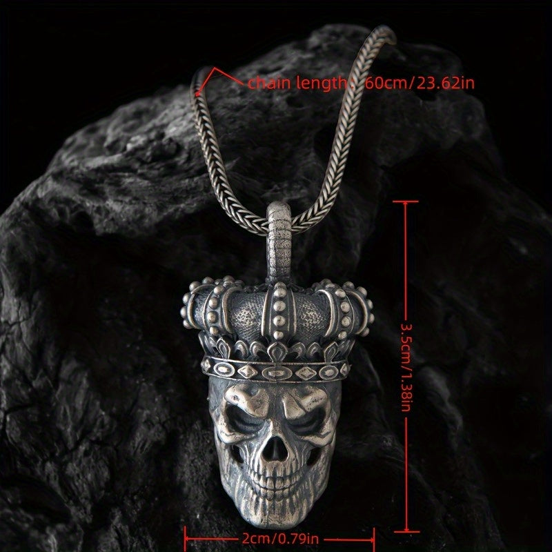 Skull Chain Necklace, Gothic Skull Silvery Necklace, Men'S Pendant, Skull Charm Necklace, Gift for Boyfriend