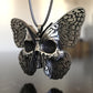 Butterfly with Skull Necklace, Punk Retro Gothic Butterfly with Skull Necklace Nature & Gothic Style Enthusiasts
