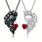 HUKKUN Skull Couple Necklace 925 Sterling Silver His And Hers Matching Necklace Heart Symbol Of Love Pendant Couples Valentine's Day Jewellery Gifts For Couple