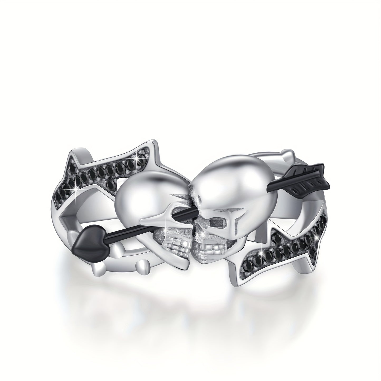 Skull Ring 925 Sterling Silver Adjustable Couple Skull Ring Vintage Gothic Skull Jewelry Gift for Women Men