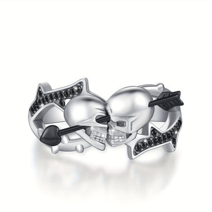 Skull Ring 925 Sterling Silver Adjustable Couple Skull Ring Vintage Gothic Skull Jewelry Gift for Women Men
