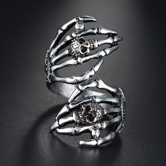 [Punk Skull Ring] Retro Punk Style 1pc Open Skull Ring, Unisex Halloween Ring Jewelry As a Gift for Friends